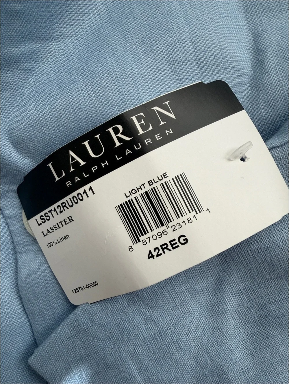 Lauren Ralph Lauren Linen Two Button Blazer Jacket in Light Blue, Size 42R NWT